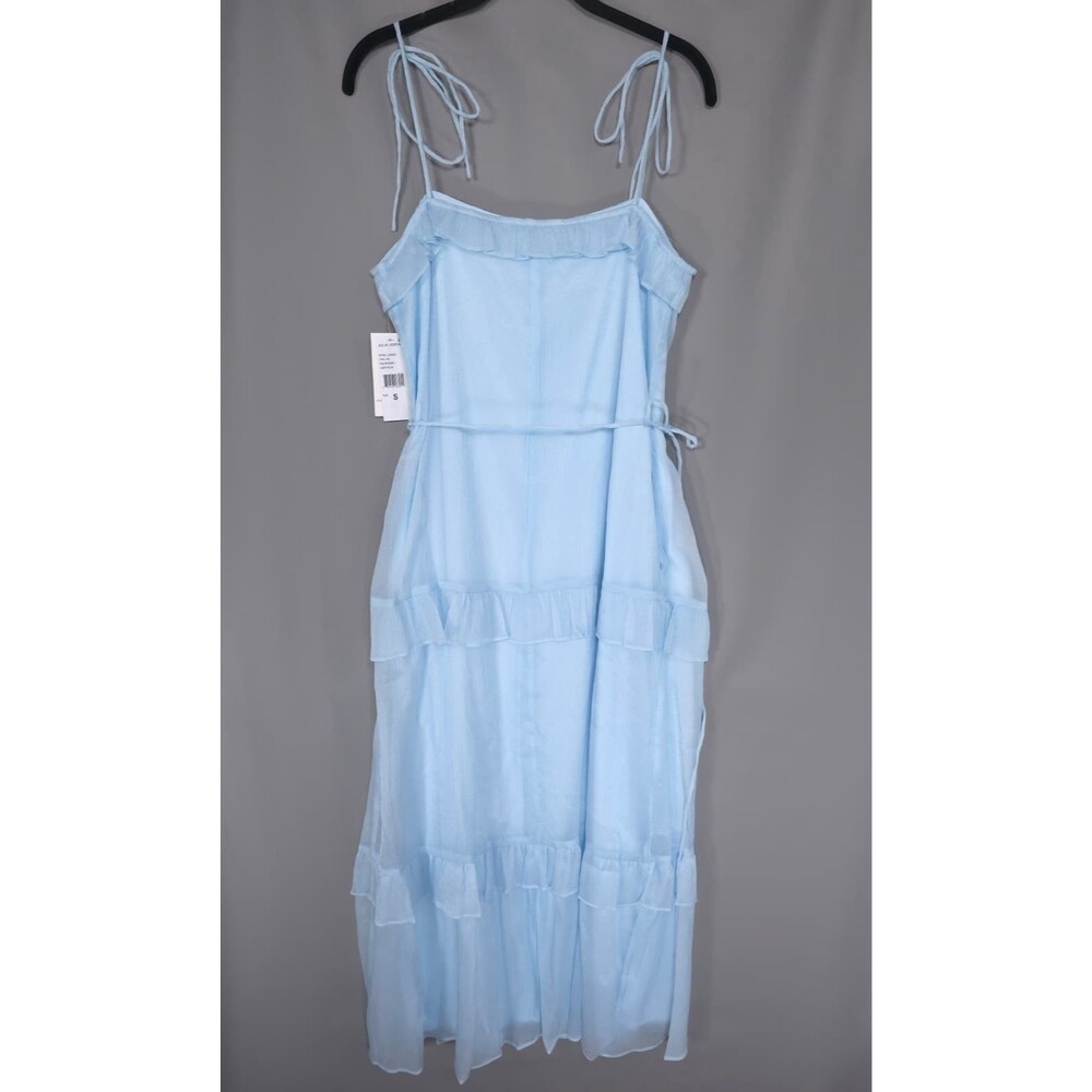 JULIA JORDAN Women’s New Tie Strap Tiered Midi Dress SMALL Light Blue JJ40823